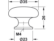 Aspen Knob ZA SS Effect D35x26mm