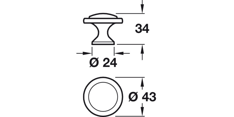 Constance Knob ZA Pol Chrome D43mm
