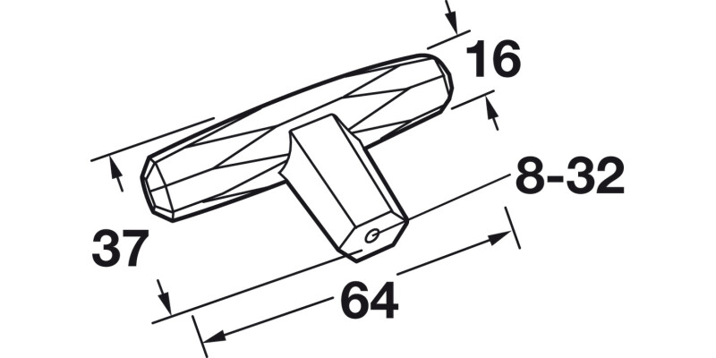 St.Vincent T Knob ZA Pol Nickel 64x37mm
