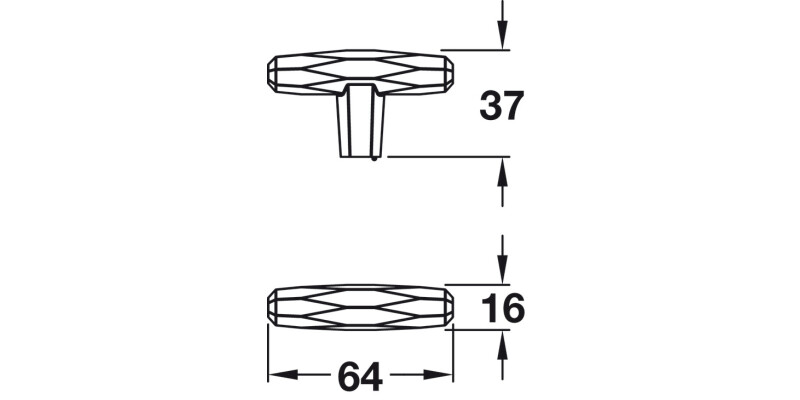 St.Vincent T Knob ZA Pol Nickel 64x37mm