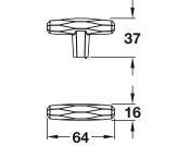 St.Vincent T Knob ZA Pol Nickel 64x37mm