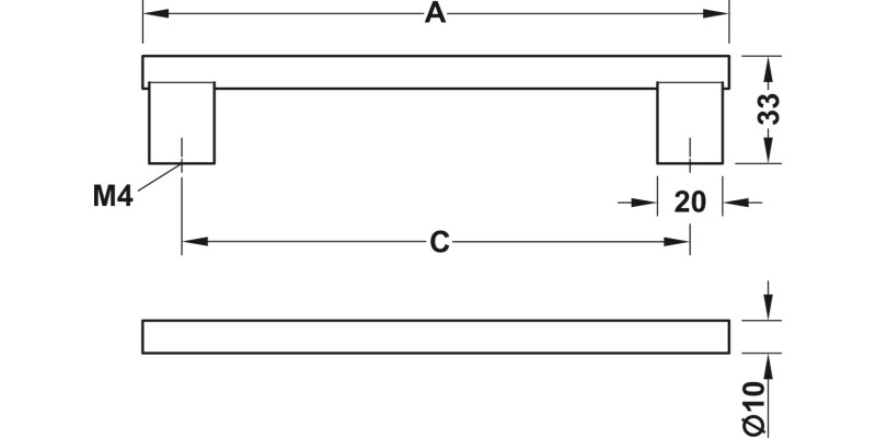 Graf 2 Bar Hdl Alu Inox 256mm cc