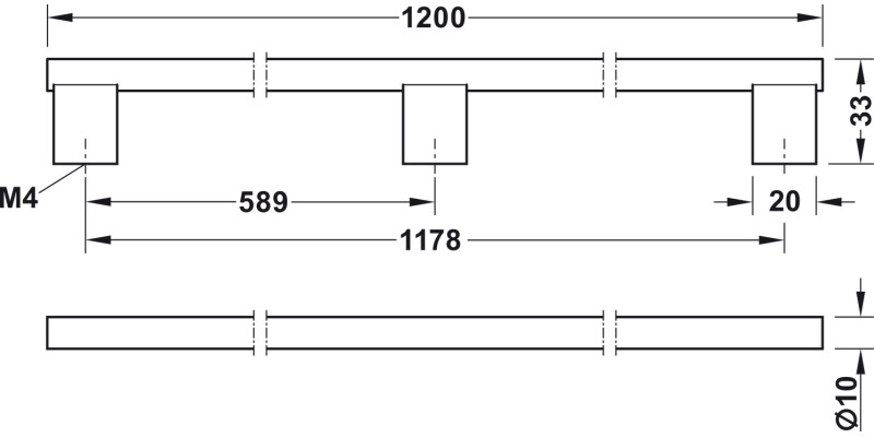 Graf 2 Bar Hdl Alu Inox 589/1178mm cc