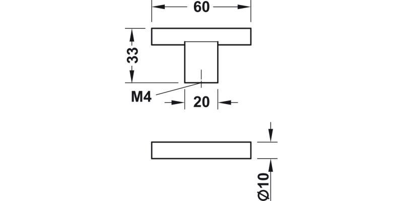 GRAF 2 T Knob Alu Inox 60x33mm